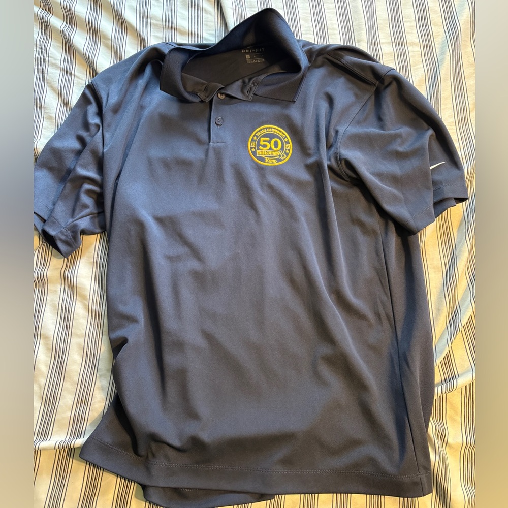 Nike Dri-FIT Gold Logo Gray Shirt